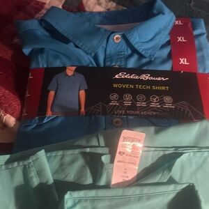 NEW EDDIE BAUER Woven Tech Short Sleeve Shirts XLl
